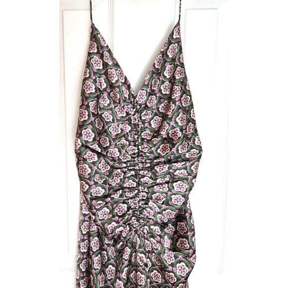 Bishop & Young S Small Adria Ruched Front Midi Pink Floral Dress Cottagecore - Picture 7 of 8